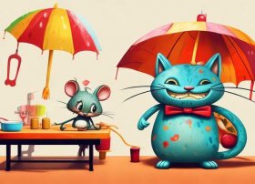 猫和老鼠儿童画、猫和老鼠儿童画画