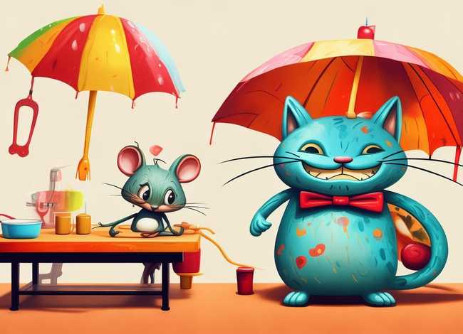 猫和老鼠儿童画、猫和老鼠儿童画画