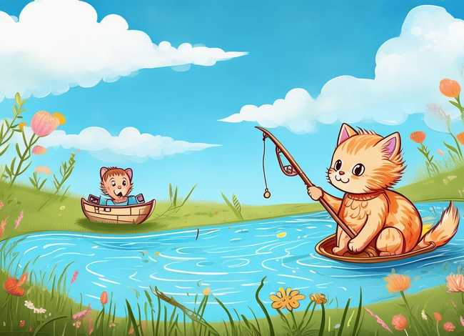 小猫钓鱼的儿童故事图片讲解 小猫钓鱼的故事和配图 绘本