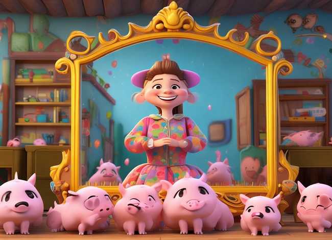 儿童故事表演小猪照镜子 - 小猪照镜子故事表演老师