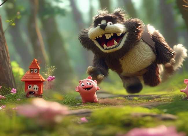 儿童故事大灰狼 - 幼儿故事3-6岁大灰狼吃小猪