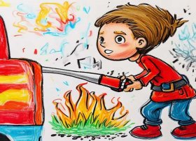 灭火的儿童画、灭火的儿童画怎么画