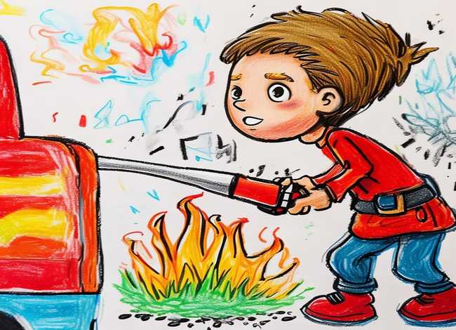 灭火的儿童画、灭火的儿童画怎么画