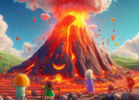 儿童动画火山故事；儿童动画片火山爆发