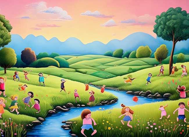 儿童 乡村 儿童乡村风景画