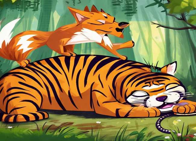 关于狐假虎威的儿童画，关于狐假虎威的儿童画图片