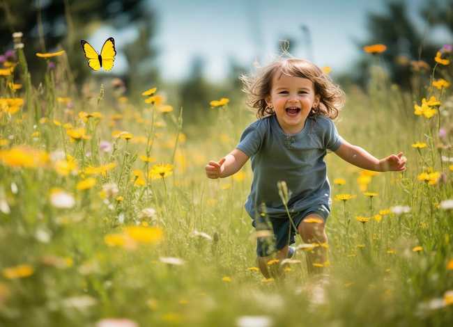 儿童追走追黄蝶的意思；儿童急走追黄蝶的追