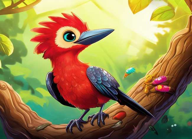 儿童啄木鸟故事动画片（啄木鸟的儿童画图片）