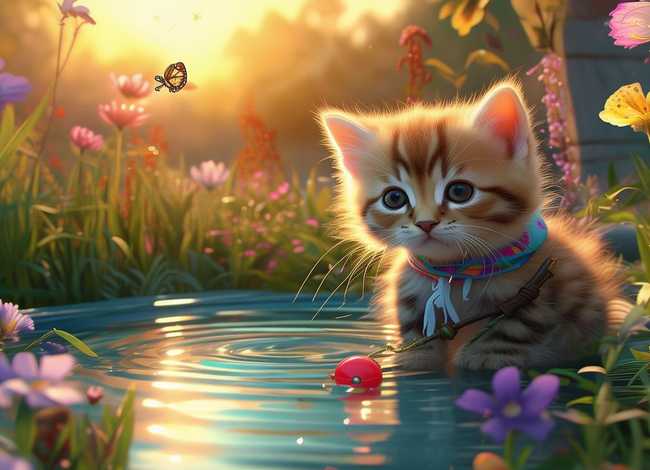 儿童睡前故事小猫钓鱼的故事 - 幼儿睡前故事小猫钓鱼