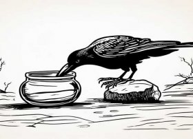 乌鸦喝水绘画故事图片简笔画（乌鸦喝水绘画故事图片简笔画大全）