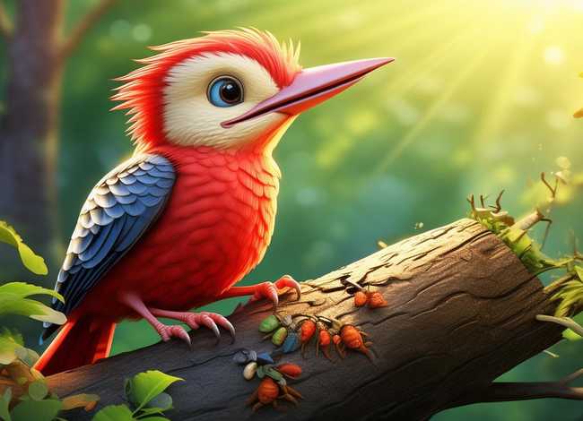 儿童啄木鸟故事动画片（啄木鸟的儿童画图片）