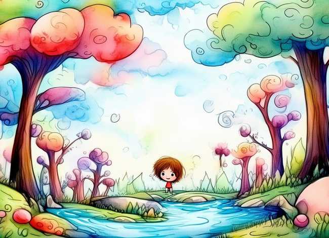 儿童故事绘本插画图片水彩铅笔