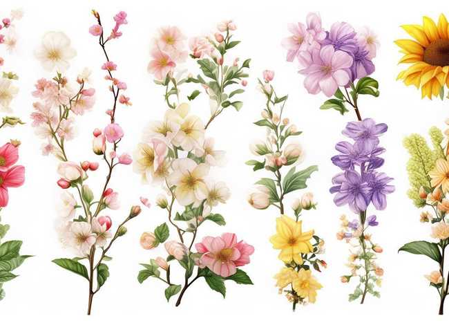 花枝的简笔画图片大全集，花枝的简笔画图片大全集高清