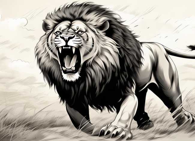 狮子吼简笔画 狮子吼叫简笔画