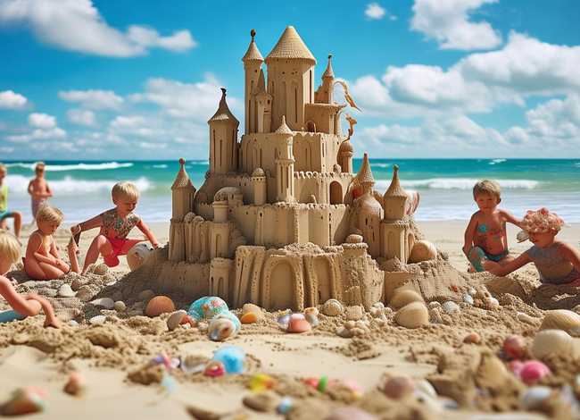 儿童沙子城堡图片 儿童沙子城堡图片大全