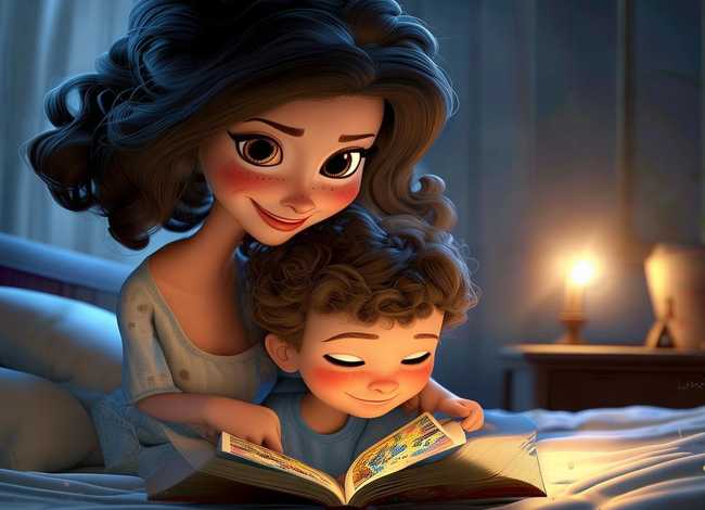 儿童睡前故事妈妈化妆、妈妈睡前讲故事简笔画