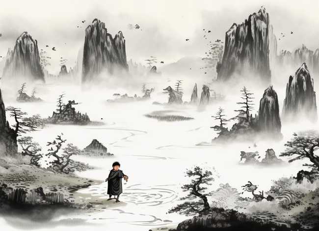 儿童水墨画神话故事 水墨画故事图片大全