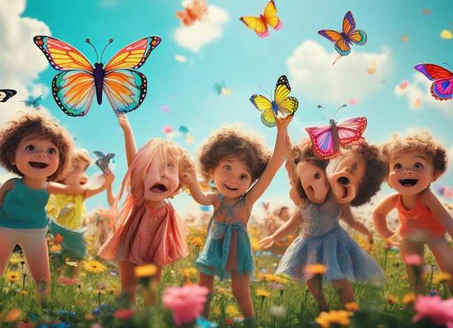 儿童经典故事蝴蝶风筝，蝴蝶风筝儿童画图片大全