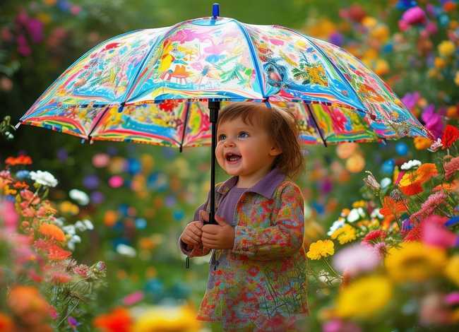 儿童纸伞画，纸伞儿童画图片和步骤