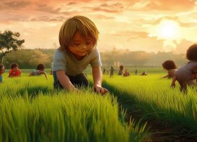 稻田里的巨人儿童故事，稻田里的故事教案