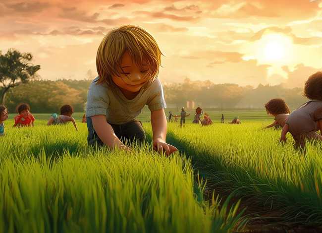 稻田里的巨人儿童故事，稻田里的故事教案