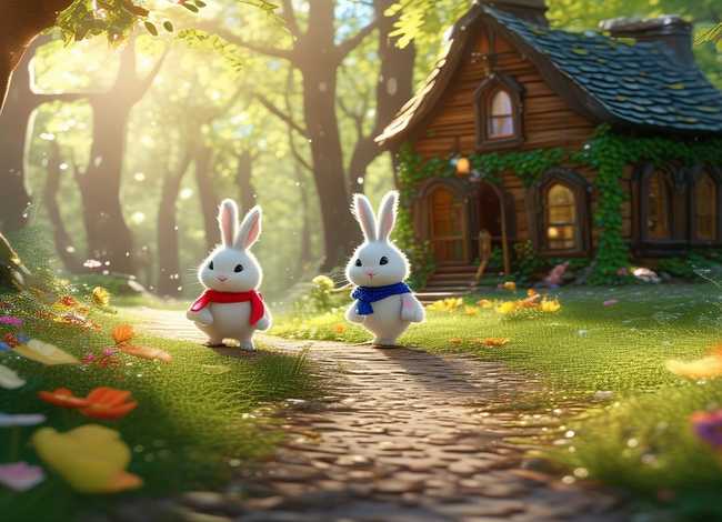 两只小兔子上学的故事；两只小兔子上学的故事图片