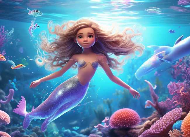 海底美人鱼儿童故事、海底美人鱼儿童画