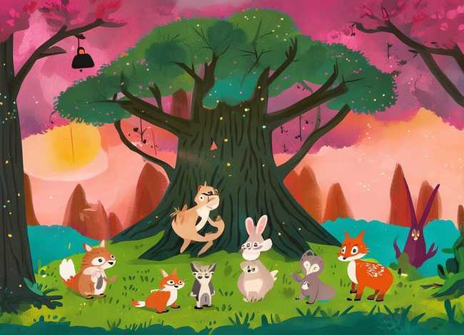 森林故事儿童画作品简介，森林故事会简笔画