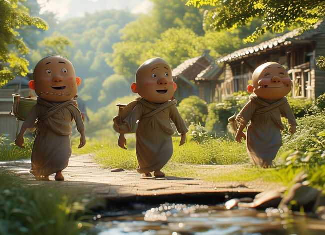 三个和尚挑水喝故事，三个和尚挑水喝故事儿歌