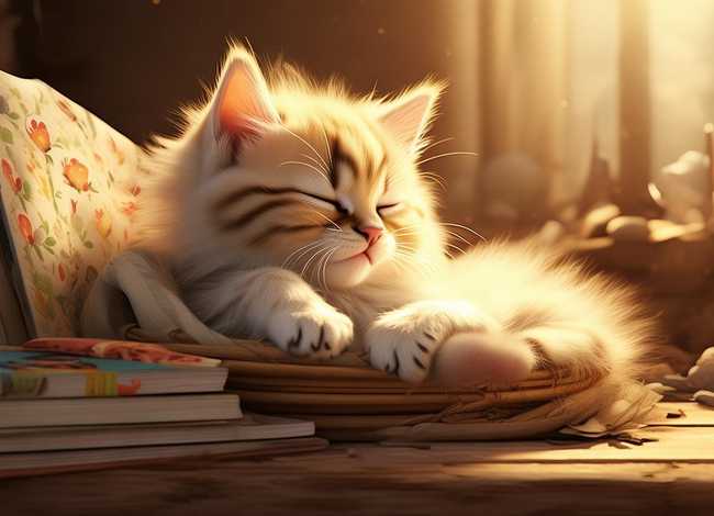 儿童小猫睡觉的故事 - 小猫咪睡觉的故事