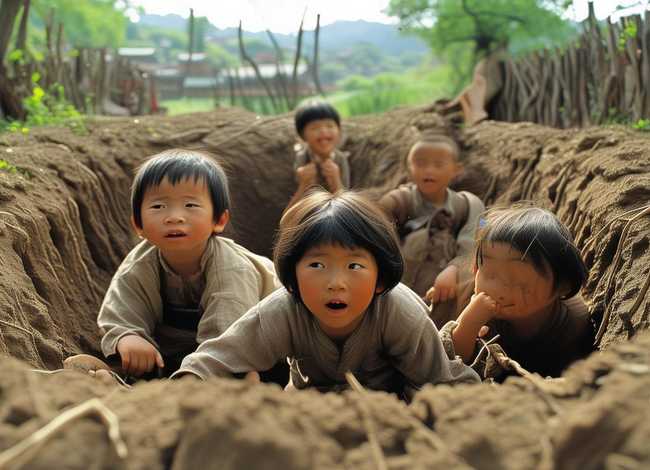 地道战儿童绘本，地道战儿童绘画