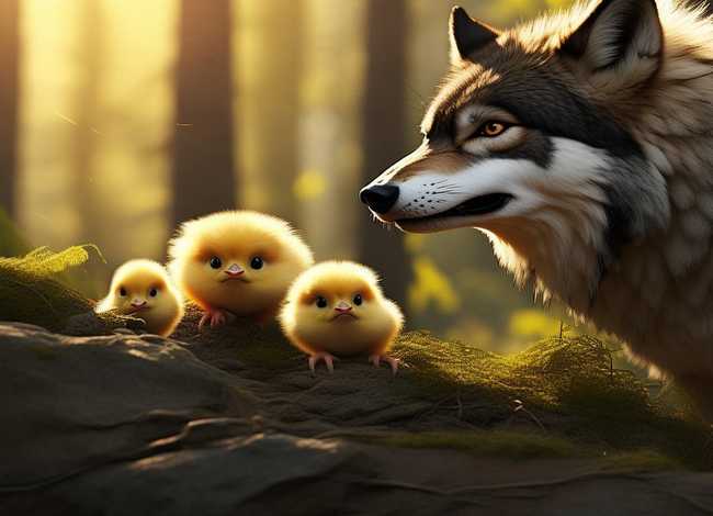 狼和三只小鸡的故事 - 狼和三只小鸡的故事图片