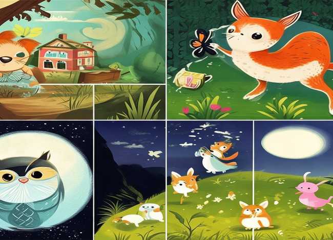 动物简笔画故事组图4个图；动物故事简笔画连环画图片