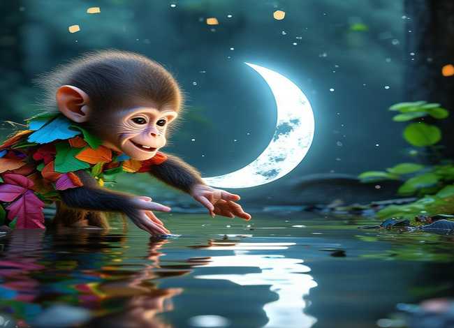 幼儿猴子捞月故事；猴子捞月亮幼儿故事