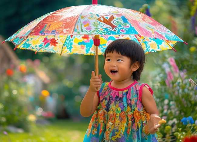 儿童纸伞画，纸伞儿童画图片和步骤