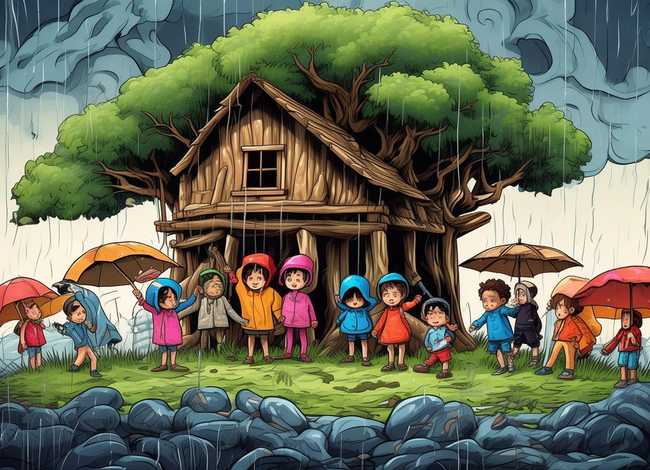 防台风儿童画 防台风儿童画图片大全