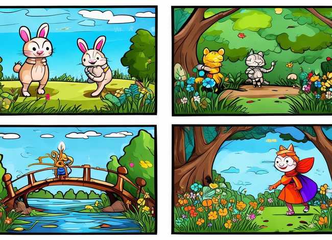 儿童故事连环画4张四格 连环画4张故事简笔画 四格
