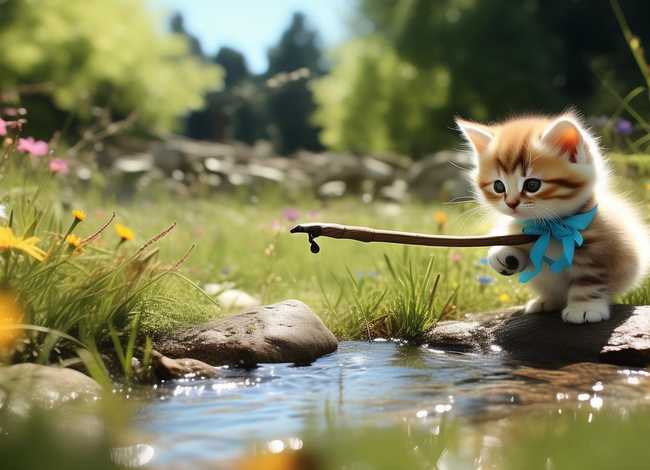 小猫钓鱼儿童故事；少儿故事小猫钓鱼的故事