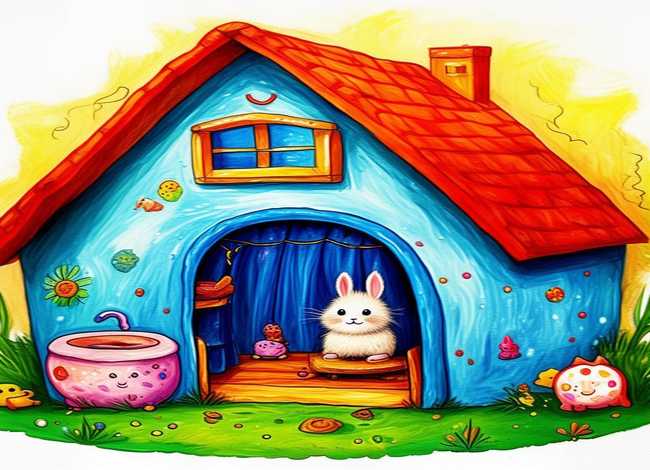儿童画小兔子；儿童画小兔子的家