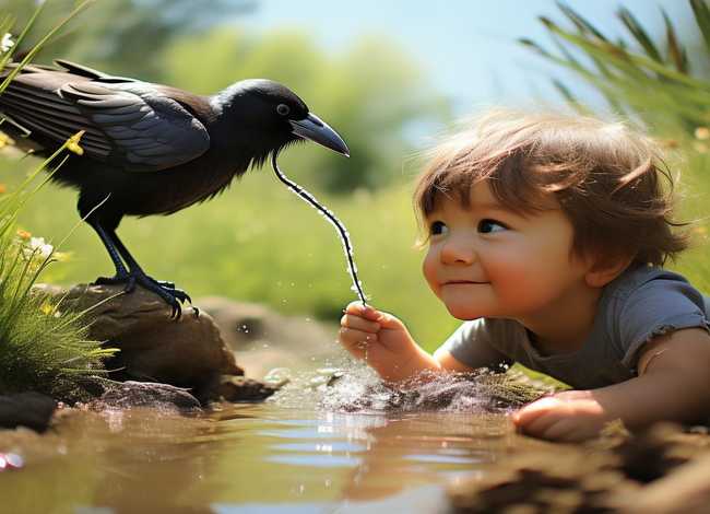 乌鸦喝水幼儿小故事，乌鸦喝水幼儿小故事教案