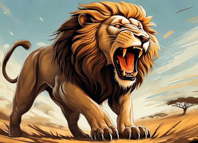 狮吼简笔画 - 吼叫的狮子简笔画