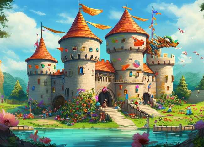 城堡儿童画写一个故事 儿童画画一个城堡