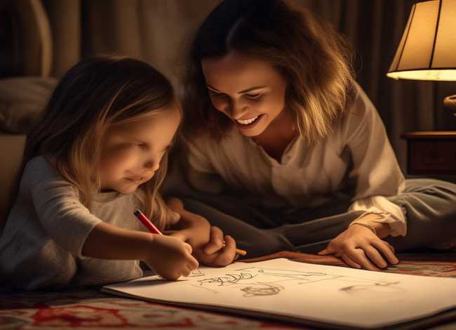 简笔画妈妈讲故事、妈妈讲故事简笔画步骤