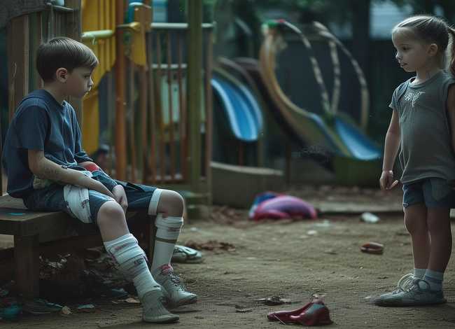 男童游乐场推落4岁女童致受伤 南宁7岁男孩在游乐场被推倒致骨折,谁该担责？