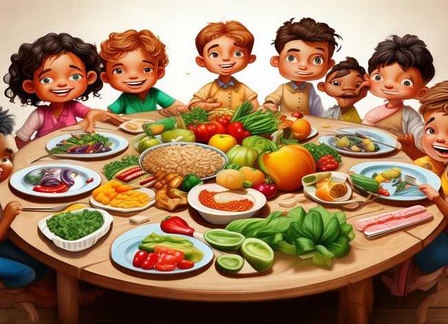 营养餐儿童画；关于营养餐的儿童画