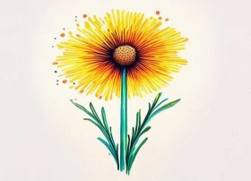 蒲公英儿童简笔画；蒲公英儿童简笔画彩色