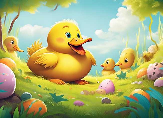 鸭妈妈找蛋儿童画故事；鸭妈妈找蛋的故事简笔画