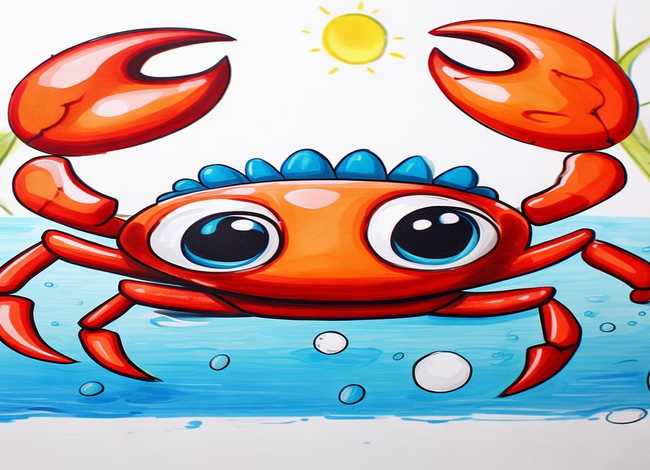 螃蟹儿童画，螃蟹儿童画 简单