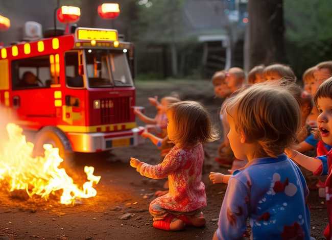 儿童故事视频着火的故事、火灾的幼儿故事