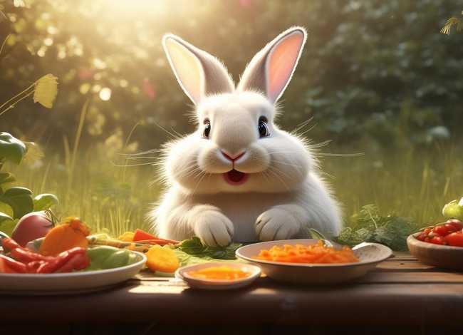 小白兔早餐，小白兔吃早餐